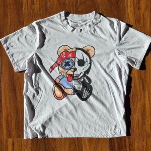 Skeleton Bear Urban Planet Man Men's Large L White T-Shirt